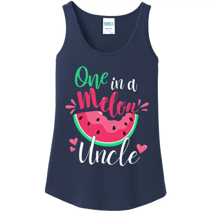 One In A Melon Uncle Birthday Party Matching Family Group Ladies Essential Tank