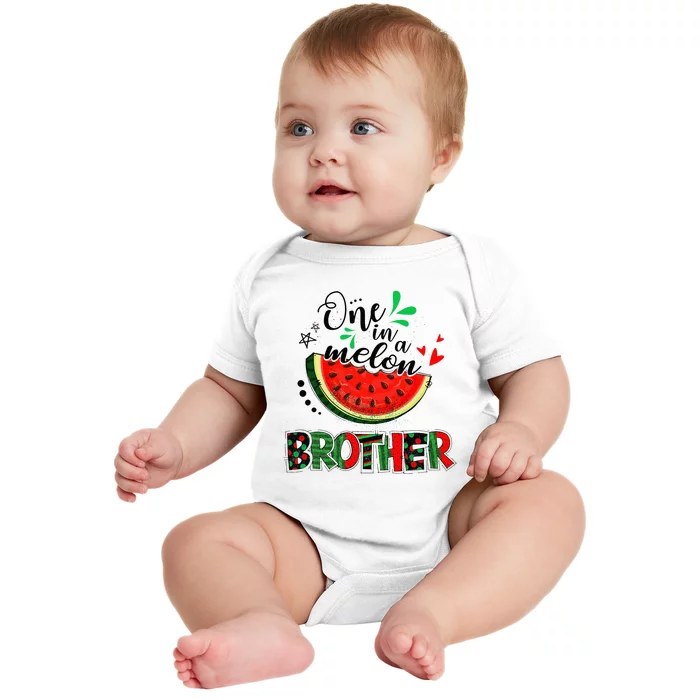 One In A Melon Brother Watermelon Family Matching Summer Baby Bodysuit