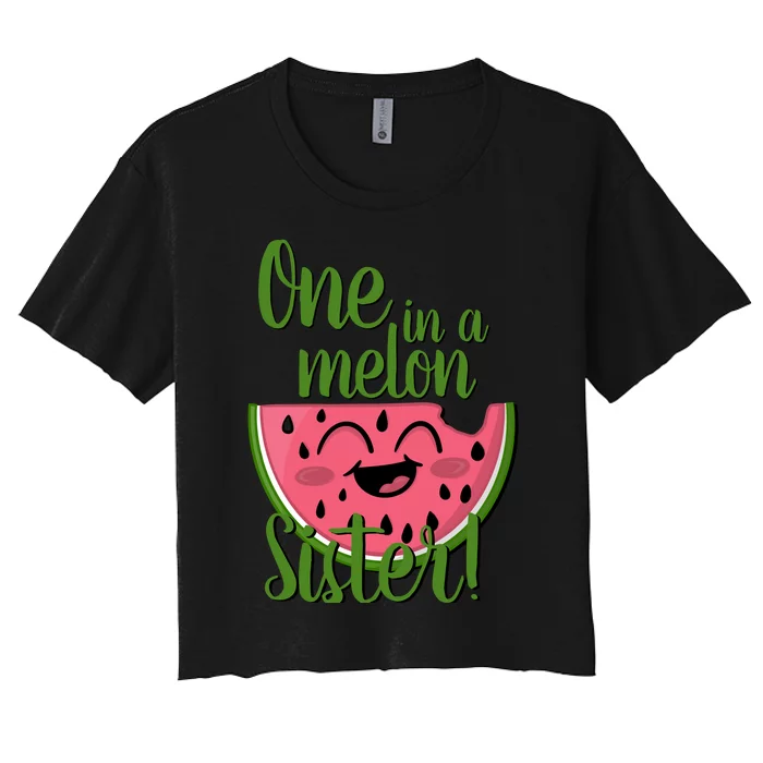 One In A Melon Sister Matching Family Watermelon Women's Crop Top Tee