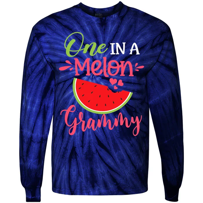 One In A Melon Grammy Watermelon Family Birthday Party Tie-Dye Long Sleeve Shirt