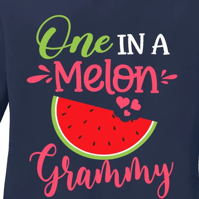 One In A Melon Grammy Watermelon Family Birthday Party Ladies Long Sleeve Shirt