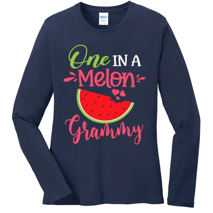 One In A Melon Grammy Watermelon Family Birthday Party Ladies Long Sleeve Shirt