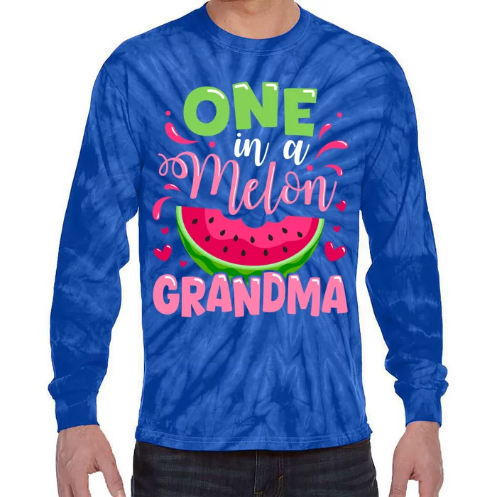 One In A Melon Grandma Summer Birthday Party Family Matching Gift Tie-Dye Long Sleeve Shirt