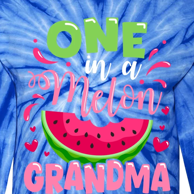 One In A Melon Grandma Summer Birthday Party Family Matching Gift Tie-Dye Long Sleeve Shirt