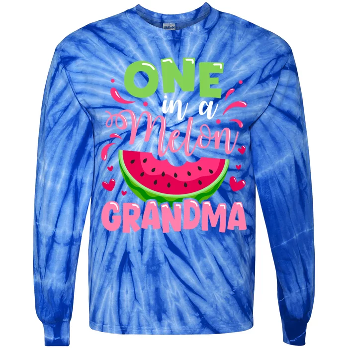 One In A Melon Grandma Summer Birthday Party Family Matching Gift Tie-Dye Long Sleeve Shirt