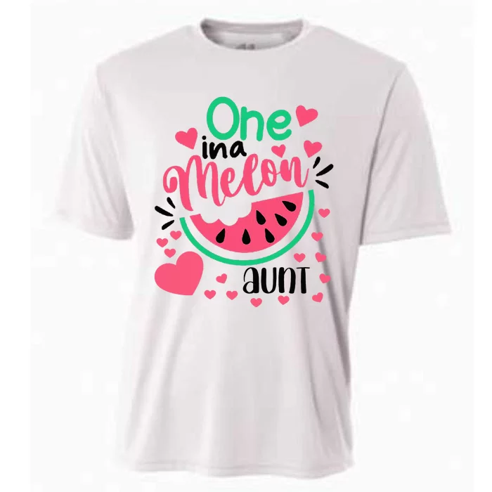 One In A Melon Aunt Funny Watermelon Birthday Matching Group Cooling Performance Crew T-Shirt