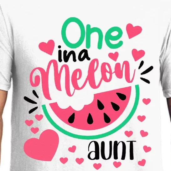 One In A Melon Aunt Funny Watermelon Birthday Matching Group Pajama Set