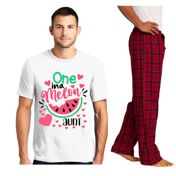 One In A Melon Aunt Funny Watermelon Birthday Matching Group Pajama Set