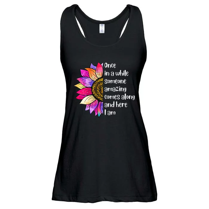 Once In A While Someone Amazing Comes Along Sunflower Ladies Essential Flowy Tank