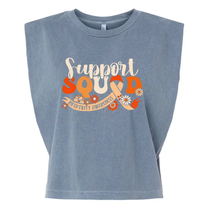 Orange Infertility Awareness Support Squad Partner Ivf Month Garment-Dyed Women's Muscle Tee