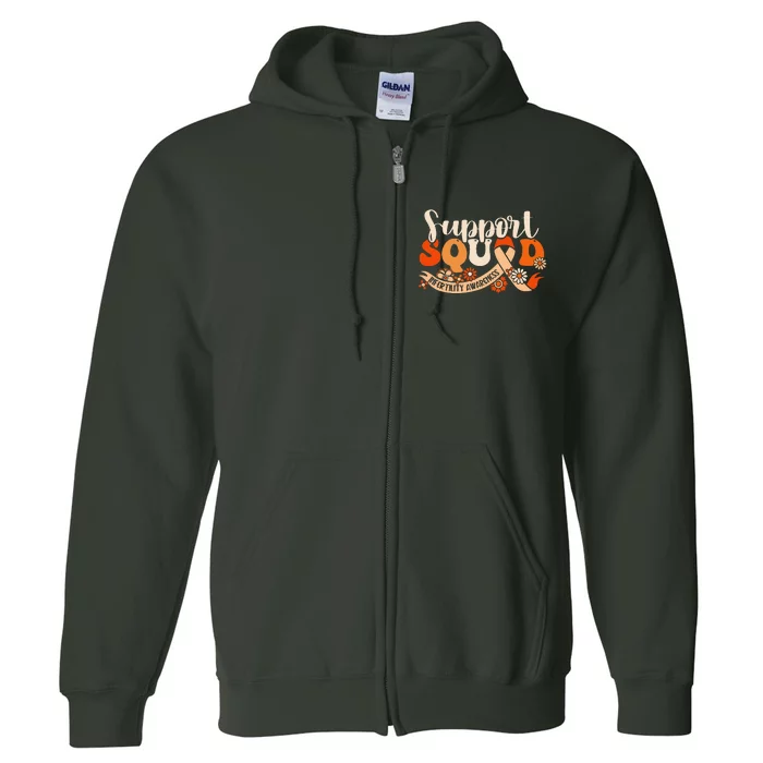 Orange Infertility Awareness Support Squad Partner Ivf Month Full Zip Hoodie