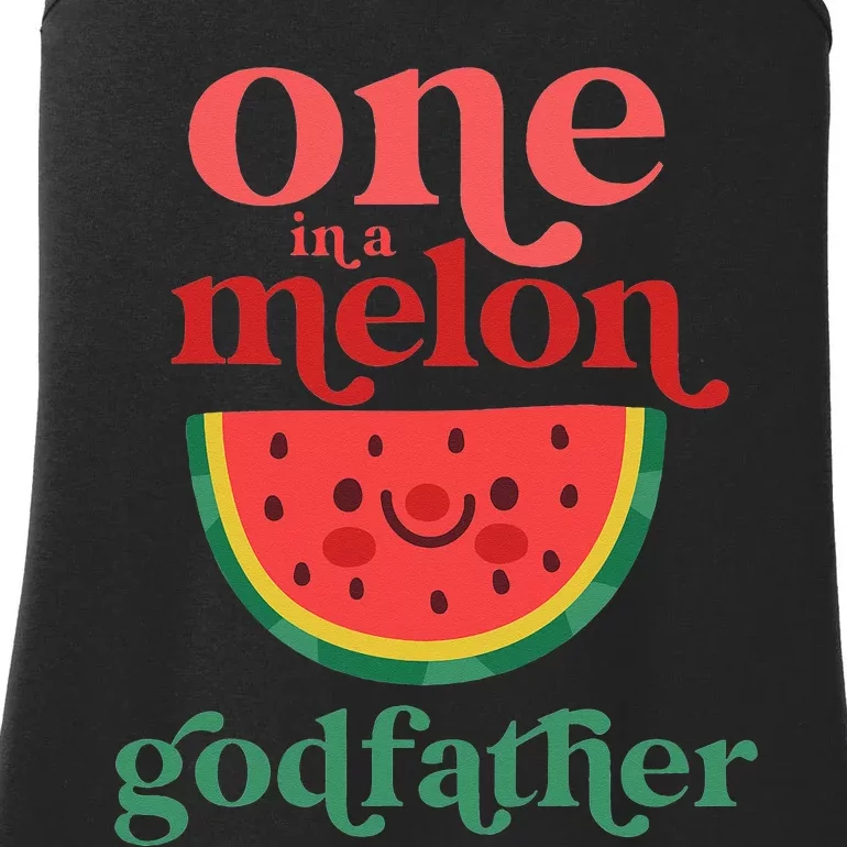 One In A Melon Godfather Cute Watermelon 1st Birthday Party Ladies Essential Tank