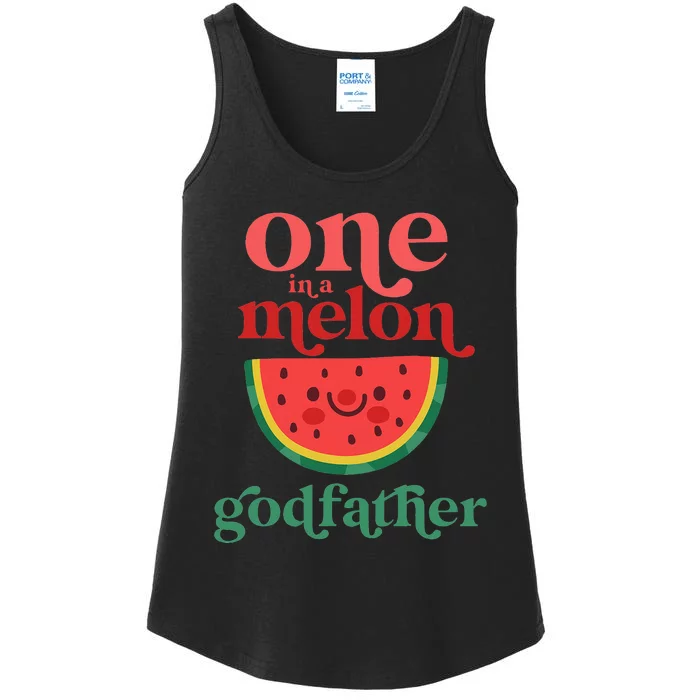 One In A Melon Godfather Cute Watermelon 1st Birthday Party Ladies Essential Tank