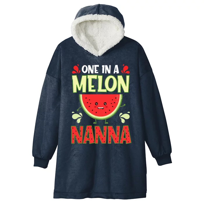 One In A Melon Nanna Funny Watermelon Family Matching Hooded Wearable Blanket