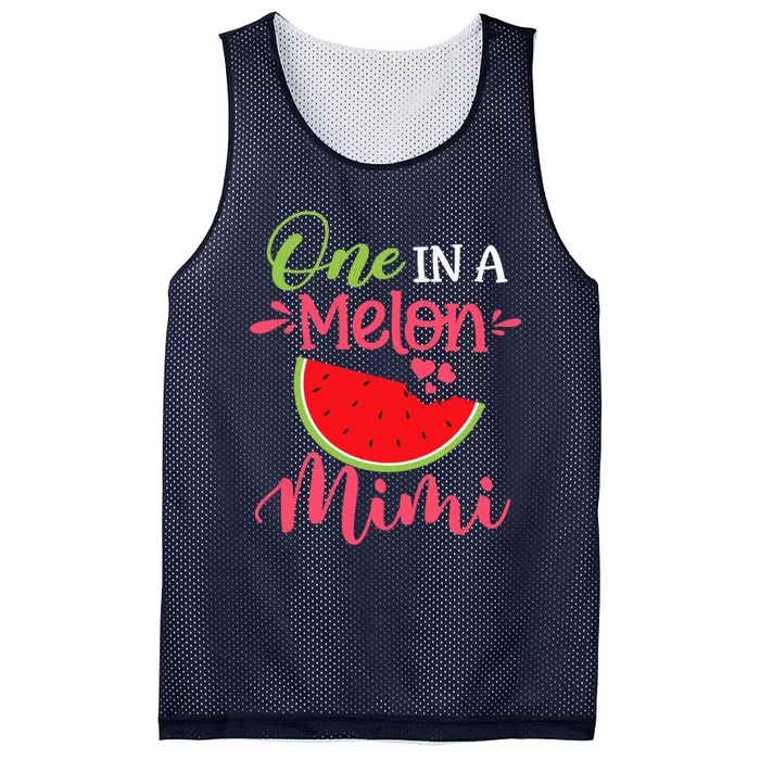 One In A Melon Mimi Watermelon Family Birthday Party Mesh Reversible Basketball Jersey Tank