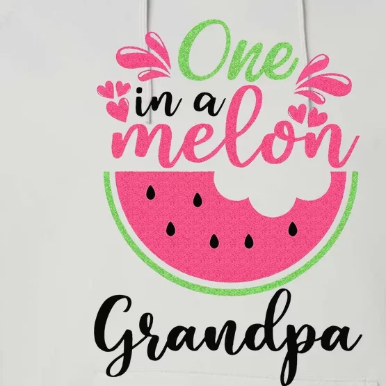 One In A Melon Grandpa Watermelon Family Birthday Party Performance Fleece Hoodie