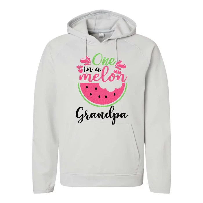 One In A Melon Grandpa Watermelon Family Birthday Party Performance Fleece Hoodie