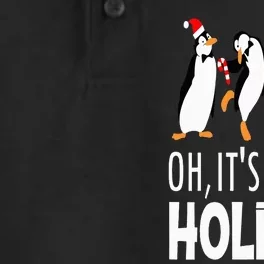 Oh It’s A Jolly a Holidays Christmas Penguin Box Santa Hat Dry Zone Grid Performance Polo