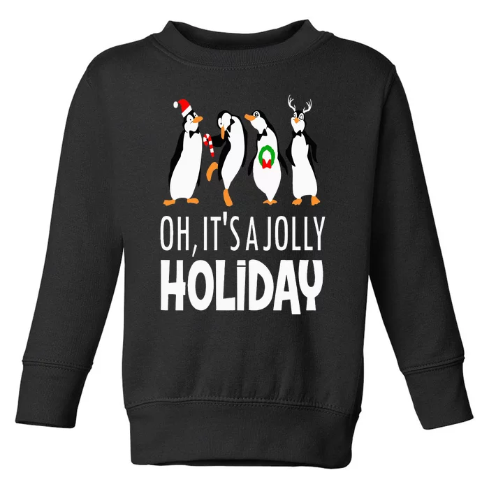 Oh It’s A Jolly a Holidays Christmas Penguin Box Santa Hat Toddler Sweatshirt