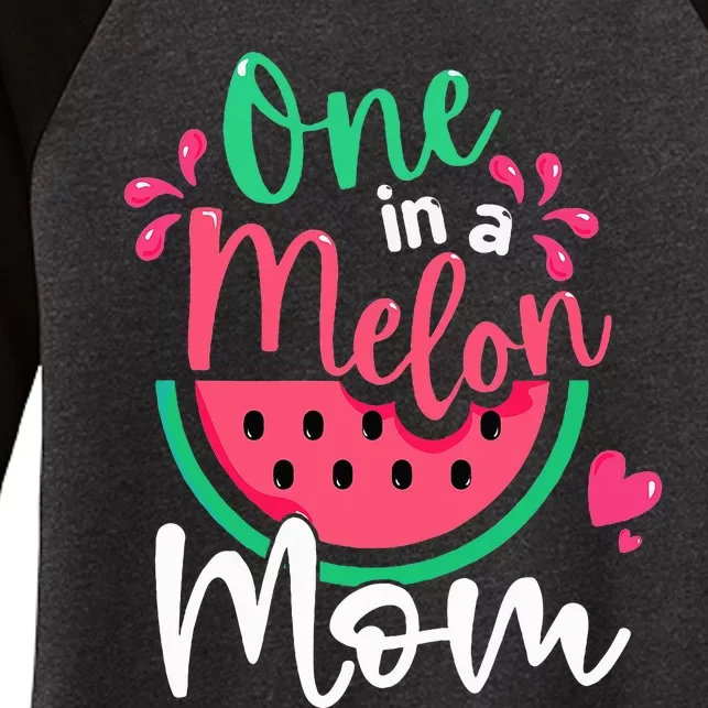 One In A Melon Mom Birthday Matching Watermelon Family Women's Tri-Blend 3/4-Sleeve Raglan Shirt