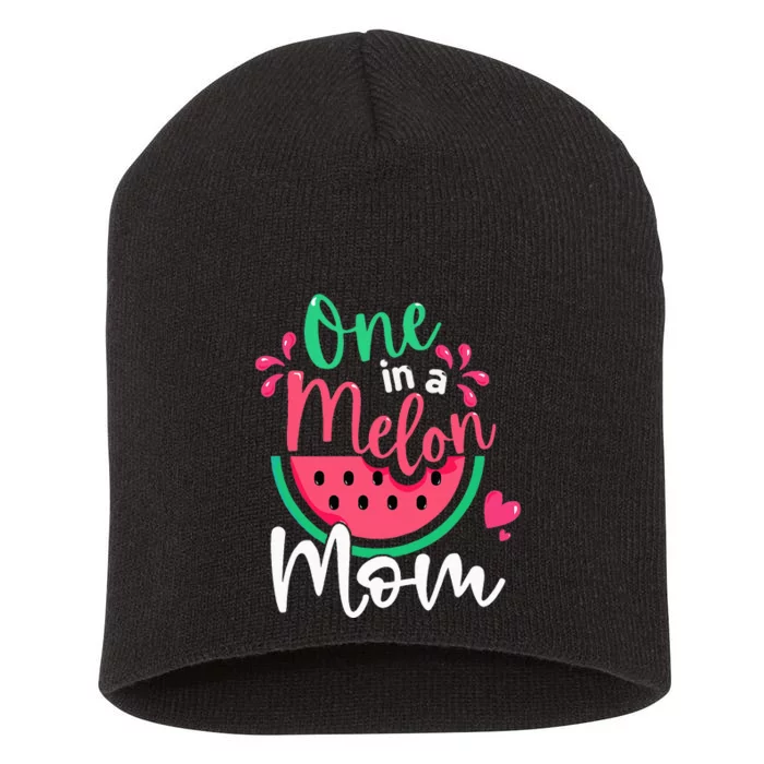 One In A Melon Mom Birthday Matching Watermelon Family Short Acrylic Beanie