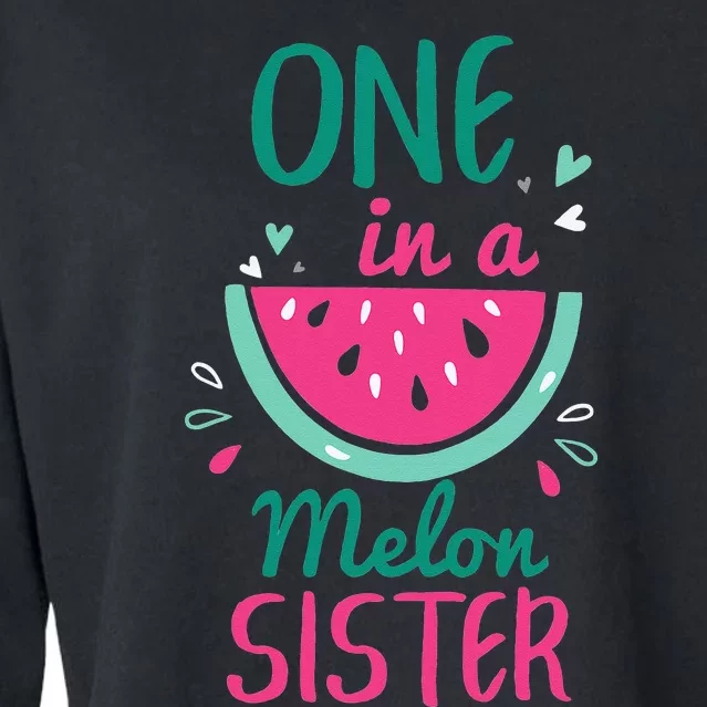 One In A Melon Sister Watermelon Family Matching Cropped Pullover Crew