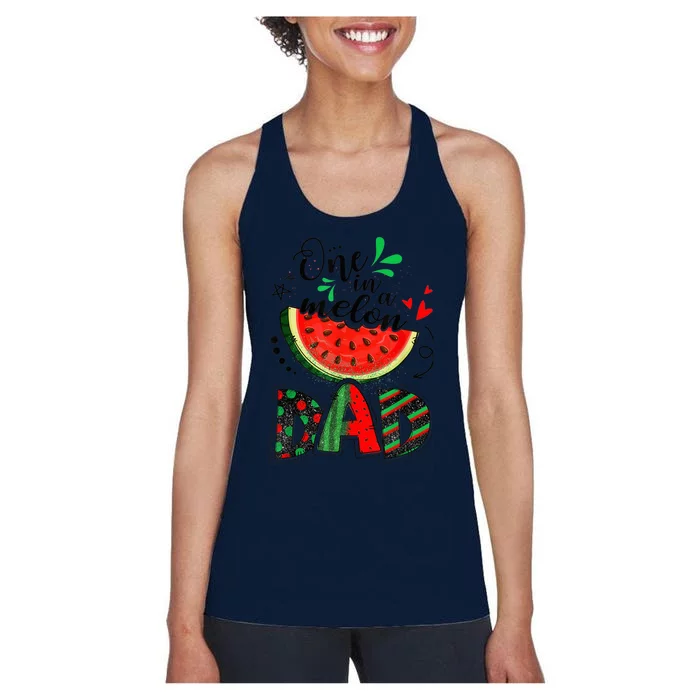 One In A Melon Dad Watermelon Lover Family Matching Summer Women's Racerback Tank