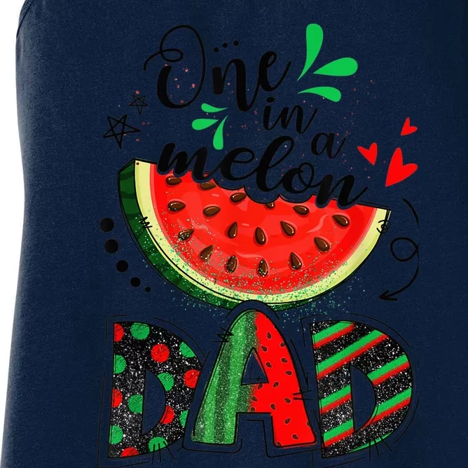 One In A Melon Dad Watermelon Lover Family Matching Summer Women's Racerback Tank