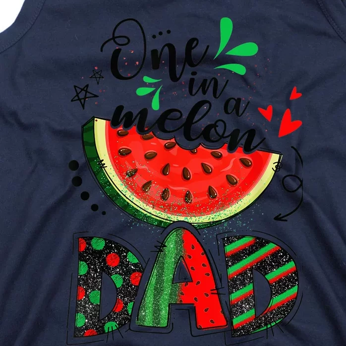 One In A Melon Dad Watermelon Lover Family Matching Summer Tank Top