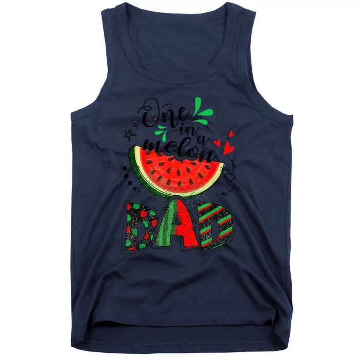 One In A Melon Dad Watermelon Lover Family Matching Summer Tank Top