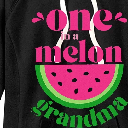 One In A Melon Grandma Watermelon Party Family Matching Women's Fleece Hoodie