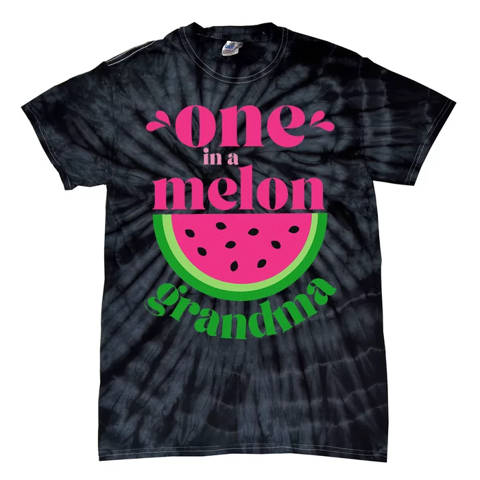 One In A Melon Grandma Watermelon Party Family Matching Tie-Dye T-Shirt