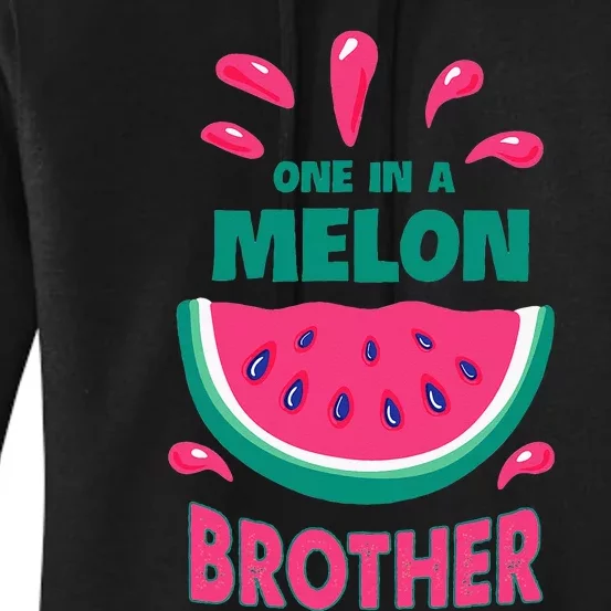 One In A Melon Brother Watermelon Funny Family Matching Women's Pullover Hoodie