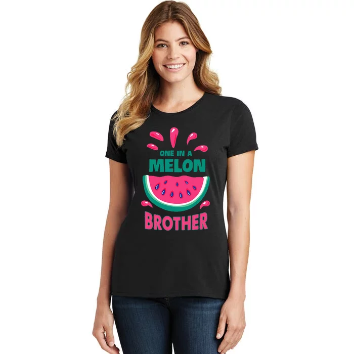 One In A Melon Brother Watermelon Funny Family Matching Women's T-Shirt