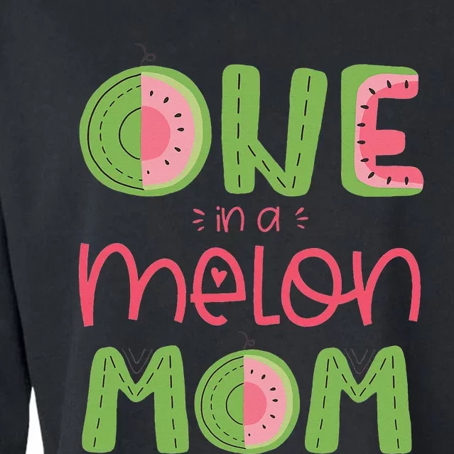 One In A Melon Mom Cute Watermelon First Birthday Cropped Pullover Crew