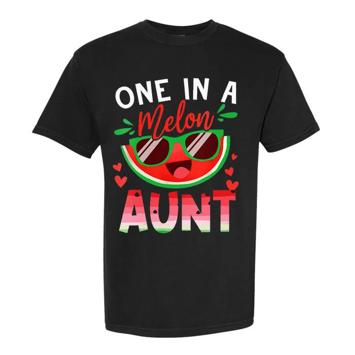 One In A Melon Aunt Watermelon Family Matching Garment-Dyed Heavyweight T-Shirt