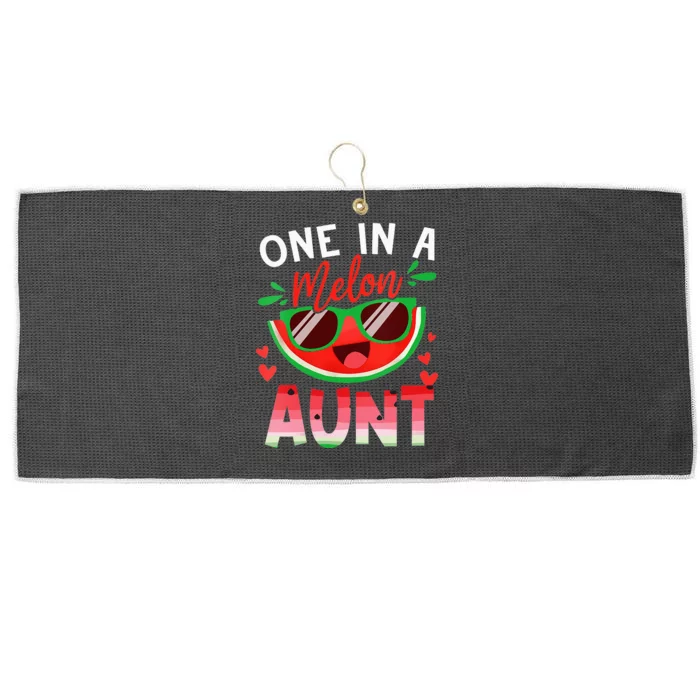 One In A Melon Aunt Watermelon Family Matching Large Microfiber Waffle Golf Towel