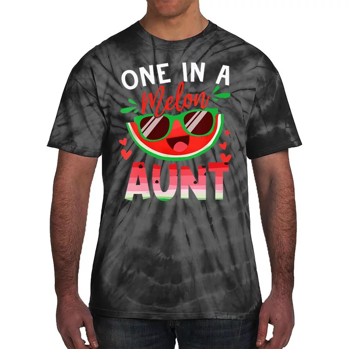 One In A Melon Aunt Watermelon Family Matching Tie-Dye T-Shirt