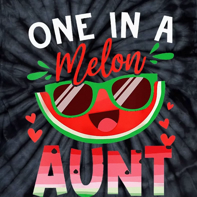 One In A Melon Aunt Watermelon Family Matching Tie-Dye T-Shirt