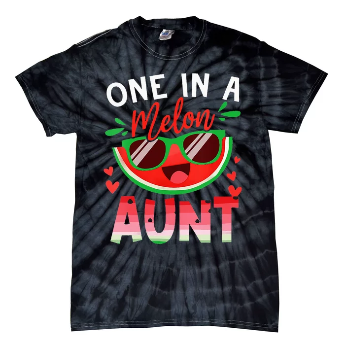 One In A Melon Aunt Watermelon Family Matching Tie-Dye T-Shirt