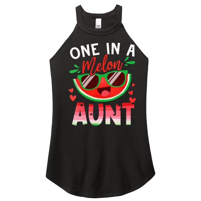 One In A Melon Aunt Watermelon Family Matching Women’s Perfect Tri Rocker Tank