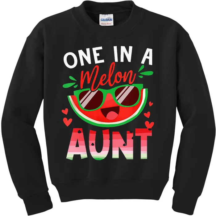 One In A Melon Aunt Watermelon Family Matching Kids Sweatshirt