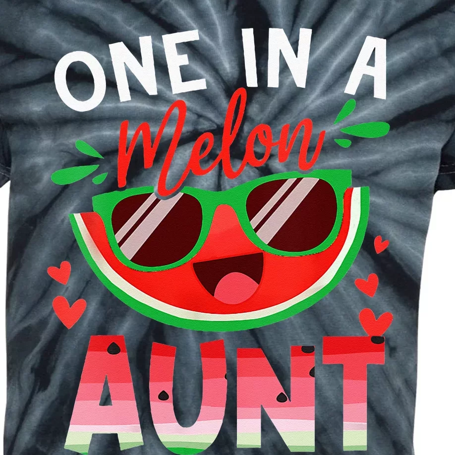 One In A Melon Aunt Watermelon Family Matching Kids Tie-Dye T-Shirt