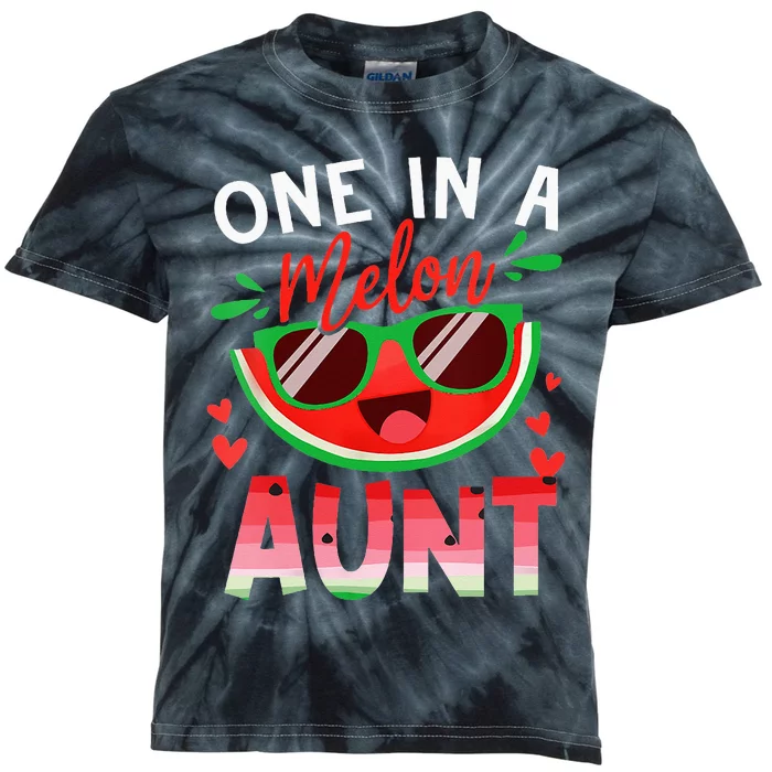 One In A Melon Aunt Watermelon Family Matching Kids Tie-Dye T-Shirt