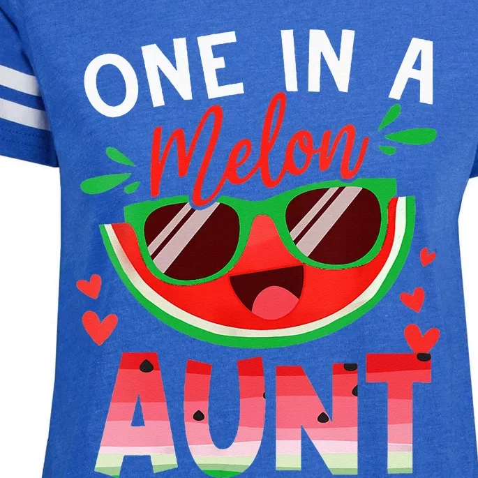 One In A Melon Aunt Watermelon Family Matching Enza Ladies Jersey Football T-Shirt