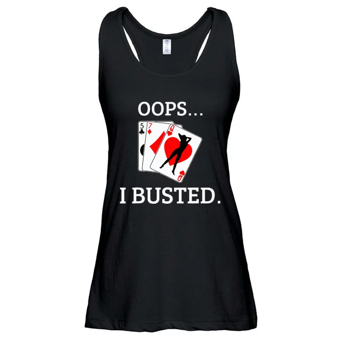 Oops I Busted Blackjack Sexy Queen Of Hearts Ladies Essential Flowy Tank