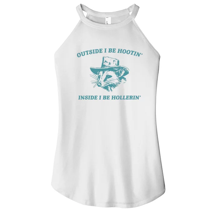 Outside I Be Hootin Raccoon Women’s Perfect Tri Rocker Tank