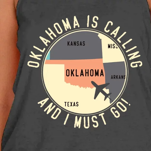 Oklahoma Is Calling And I Must Go Oklahoma Funny Women's Knotted Racerback Tank