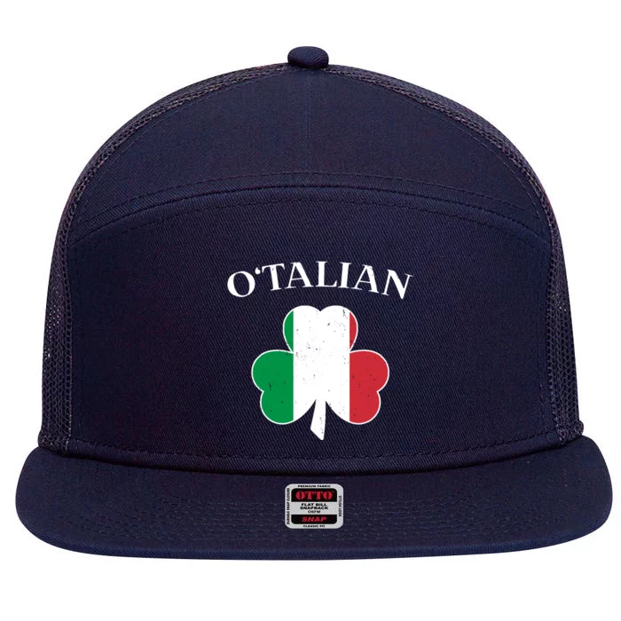 O Italian Clover St Patrick's Day 7 Panel Mesh Trucker Snapback Hat