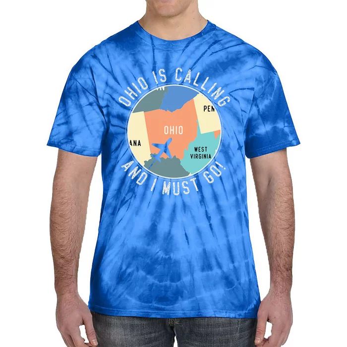 Ohio Is Calling And I Must Go Ohio Map Tie-Dye T-Shirt